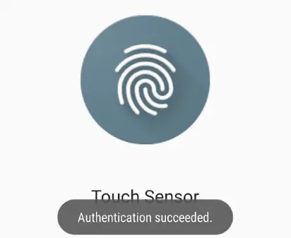 Android studio 2 fingerprint app success.png