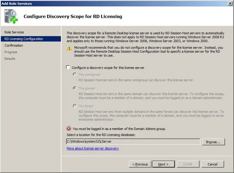 Windows Server 2008 Client Access License Installation Services