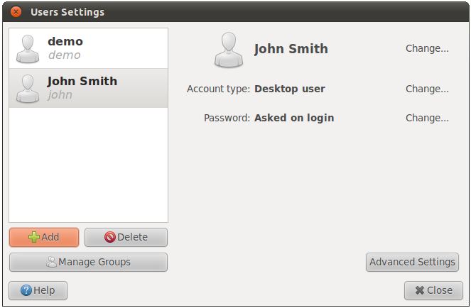 A new user added to the Ubuntu 11.04 system