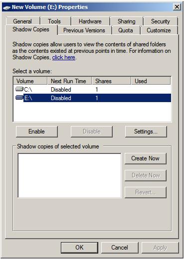Shadow Copy Command Vista