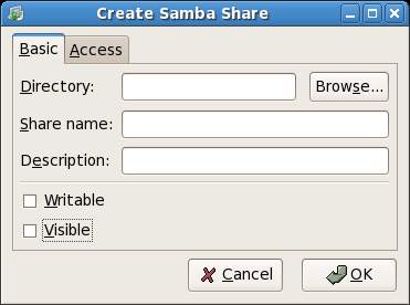 Add a new Samba Shared Folder
