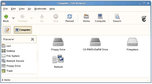 The open SUSE File Manager showing the Computer icons