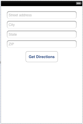 The user interface for an iOS 6 iPhone MKMapKit example