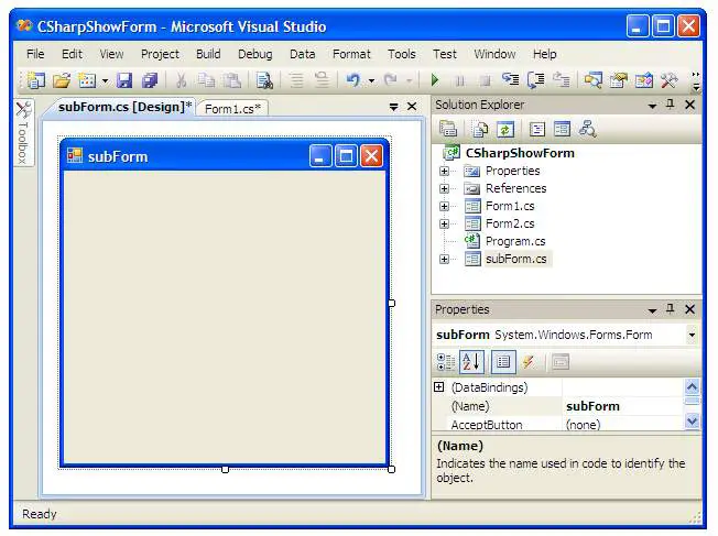 C Windows Forms Closed Form Solution