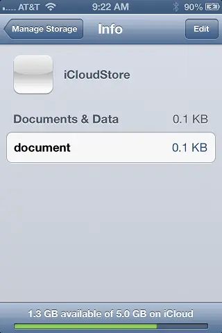 Reviewing data stored on iCloud using the iPhone iOS 6 Settings app