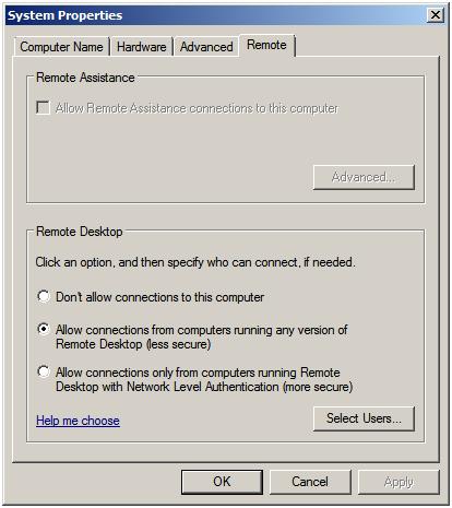 Dual Monitors Remote Desktop Vista