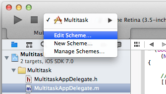 Editing a Project Scheme in Xcode 5