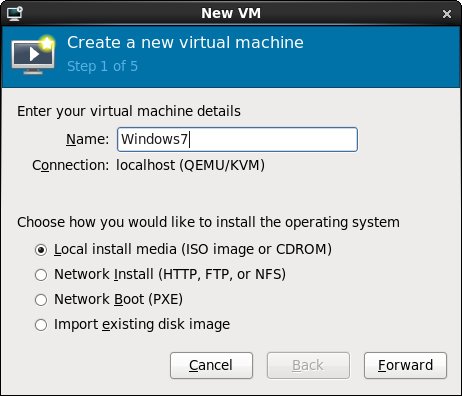 Configuring the name and installation media of an RHEL 6 KVm virtual machine guest