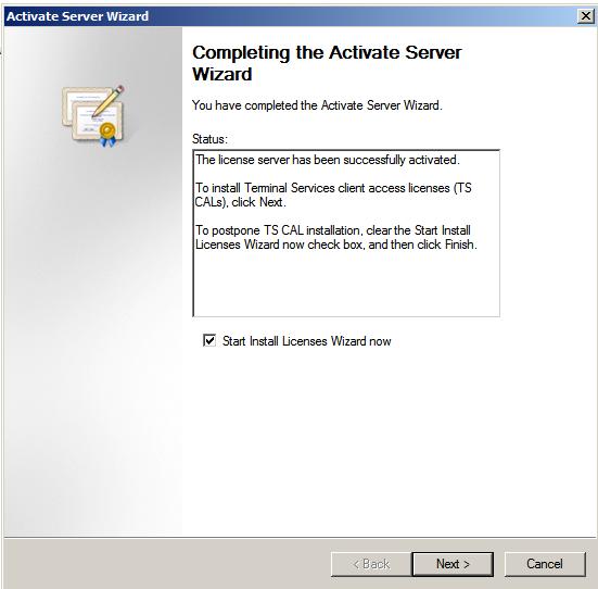Activate 2008 Terminal Server License Server