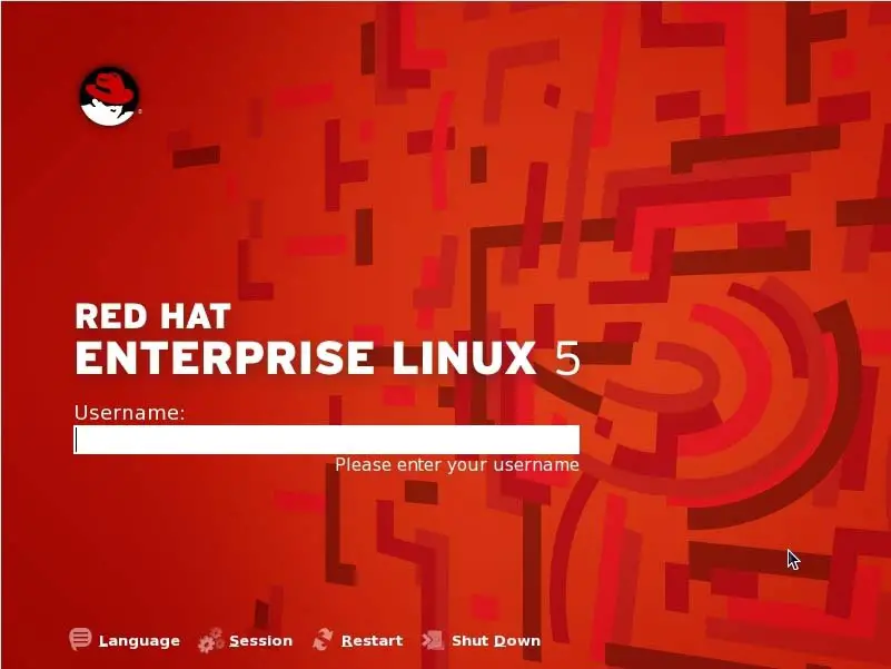 The Red Hat Enterprise Linux 5 Login Screen
