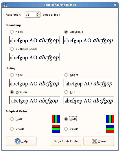 openSUSE Desktop Font Rendering Detail Screen