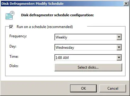 Configuring a Windows Server 2008 R2 disk defragmentation schedule