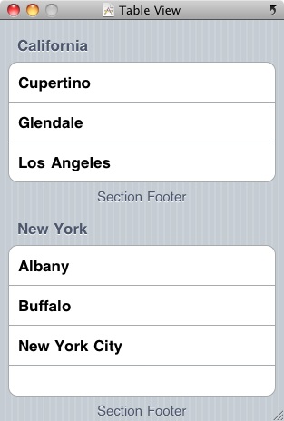 The iPhone Table View in grouped style mode
