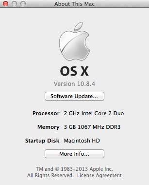 The Mac OS X About This Mac Window