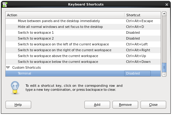 serviio console keyboard shortcuts