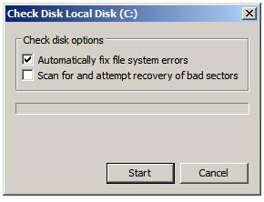 The Windows Server 2008 Disk Check Options