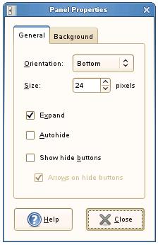 The openSUSE desktop panel configuration screen