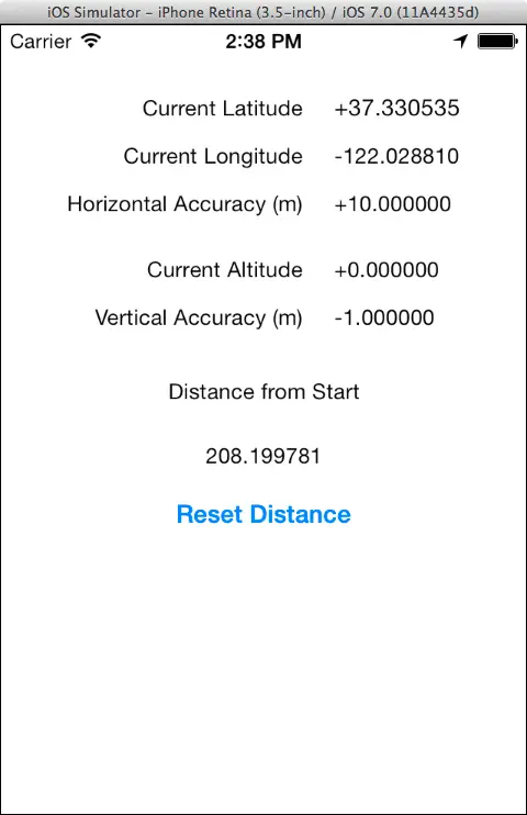 An Example iOS 8 Location based application running