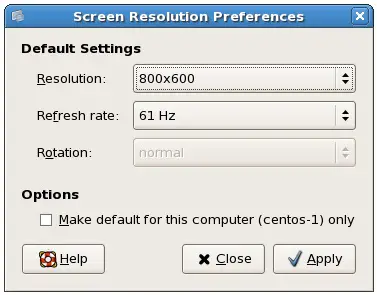 Configuring the CentOS GNOME desktop screen resolution