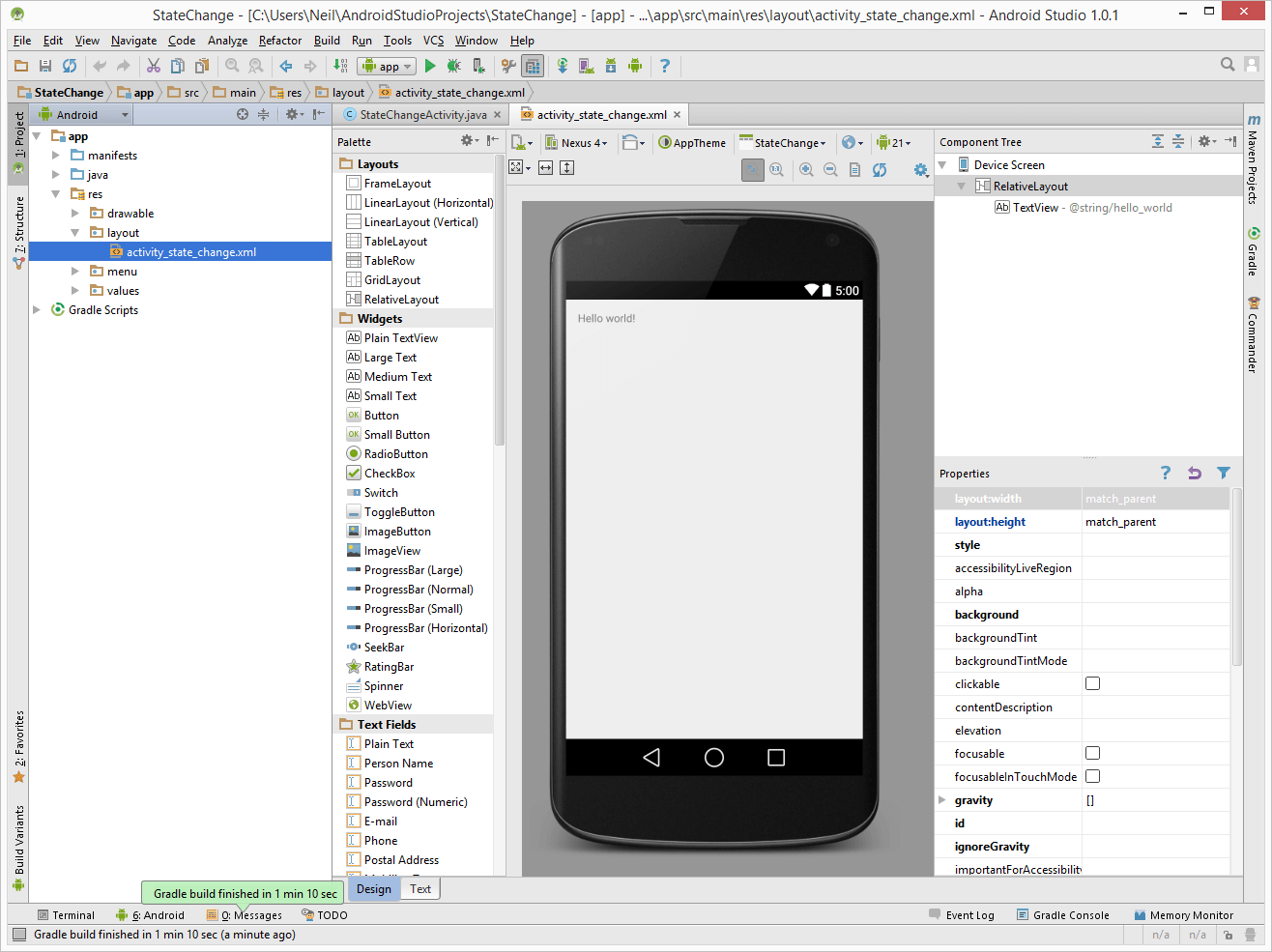 Андроид в домен. Диалоговое окно Android Studio.