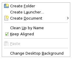 The Fedora Desktop Popup Menu