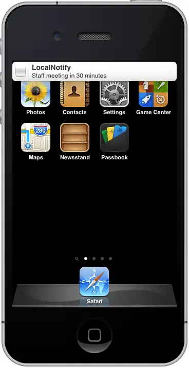 A local notification on an iOS 6 based iPhone