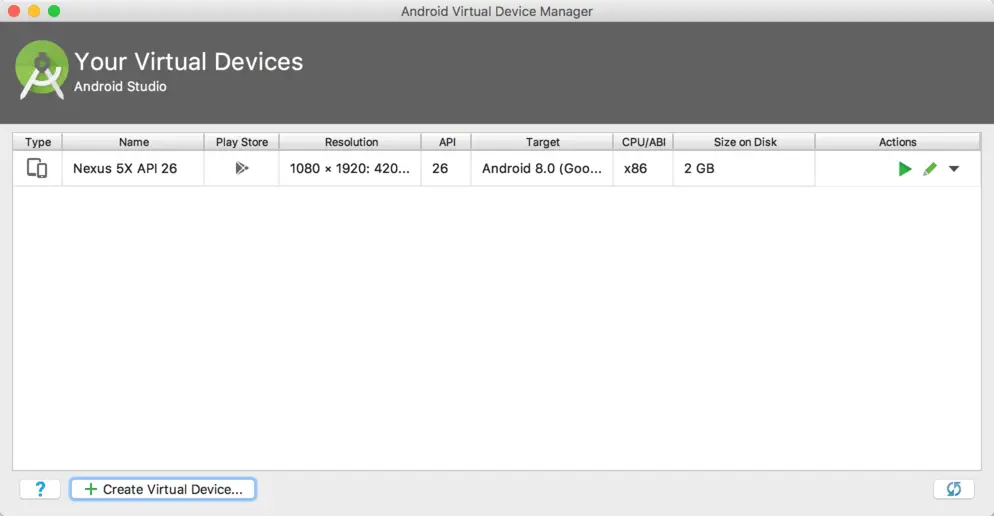 avd manager android studio