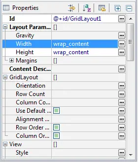 Changing the height and width properties of an Android GridLayout instance