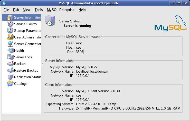 mysql database server name select