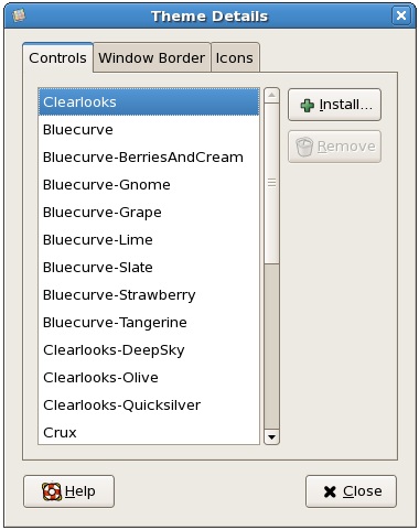 Drilling down to the details of a particular CentOS desktop theme